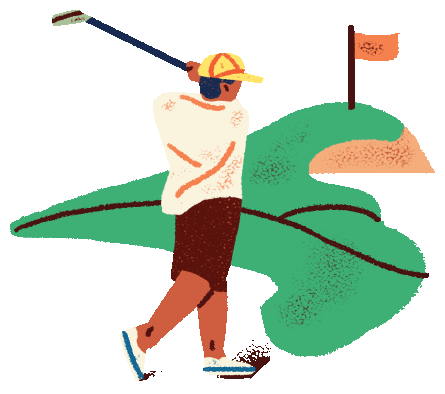 a man hitting a golf ball with a golf club.