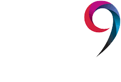 A colorful logo with the number 9 on it.