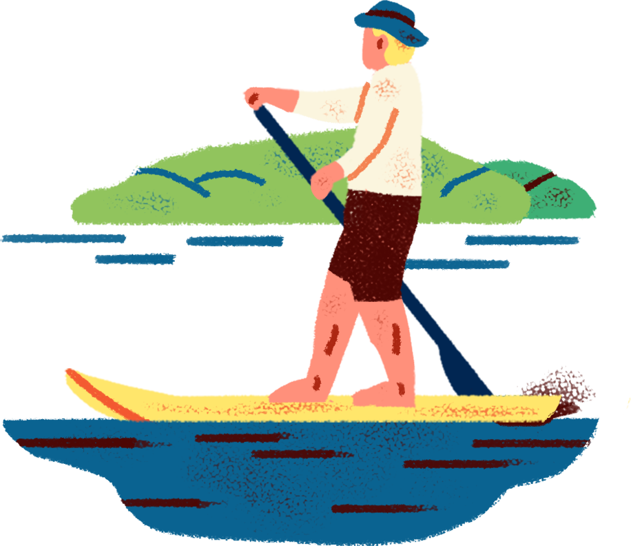 a man standing on a surfboard in the water.