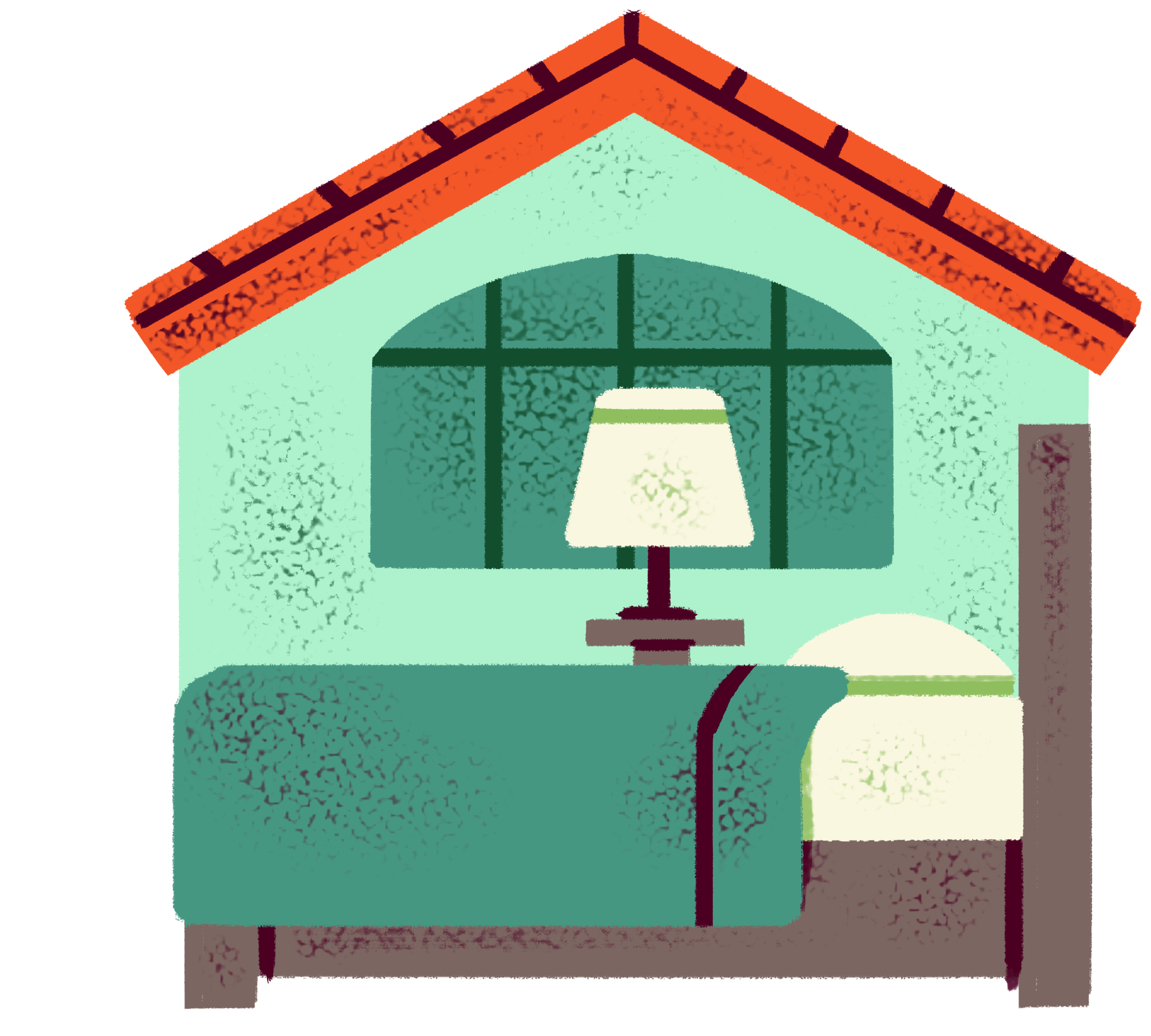 Illustration of a hotel room