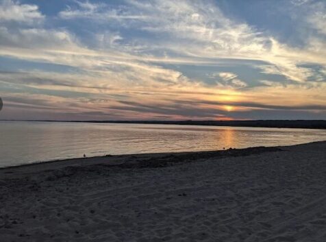 Image of a sunset over the water from the beach