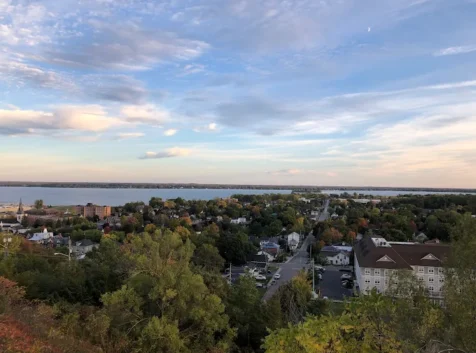 Image of a vista overlooking a town and body of water