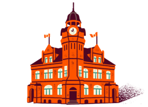 Illustration of an old post office