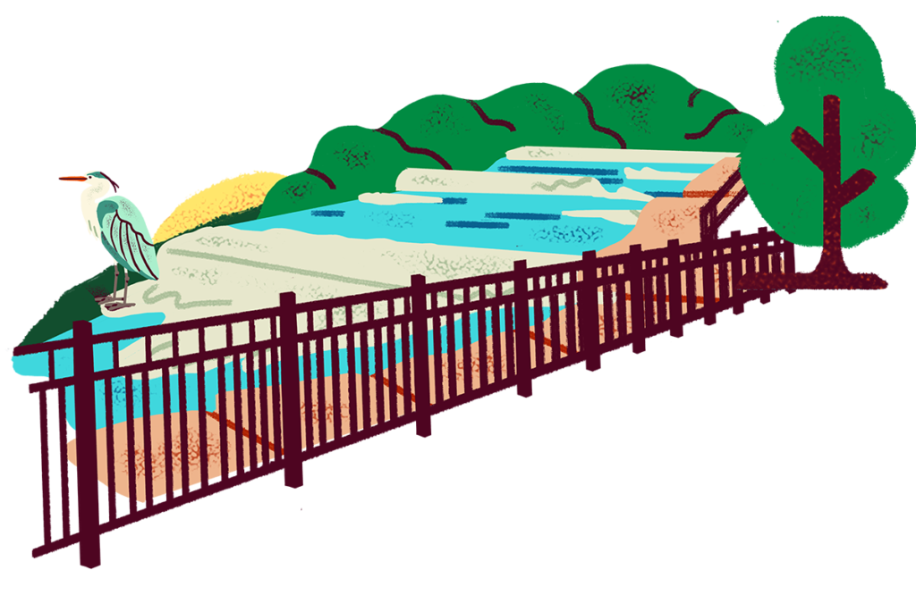 Illustration of a riverwalk