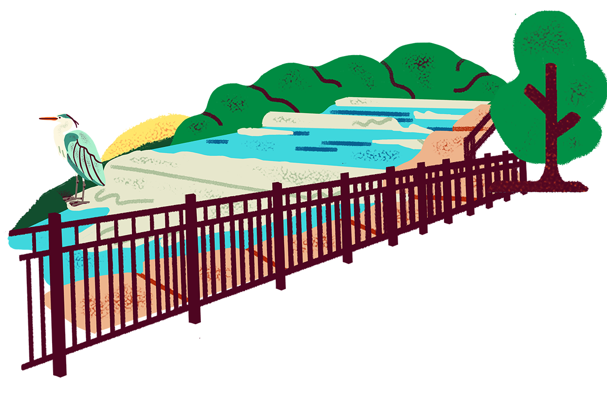 Illustration of a riverwalk