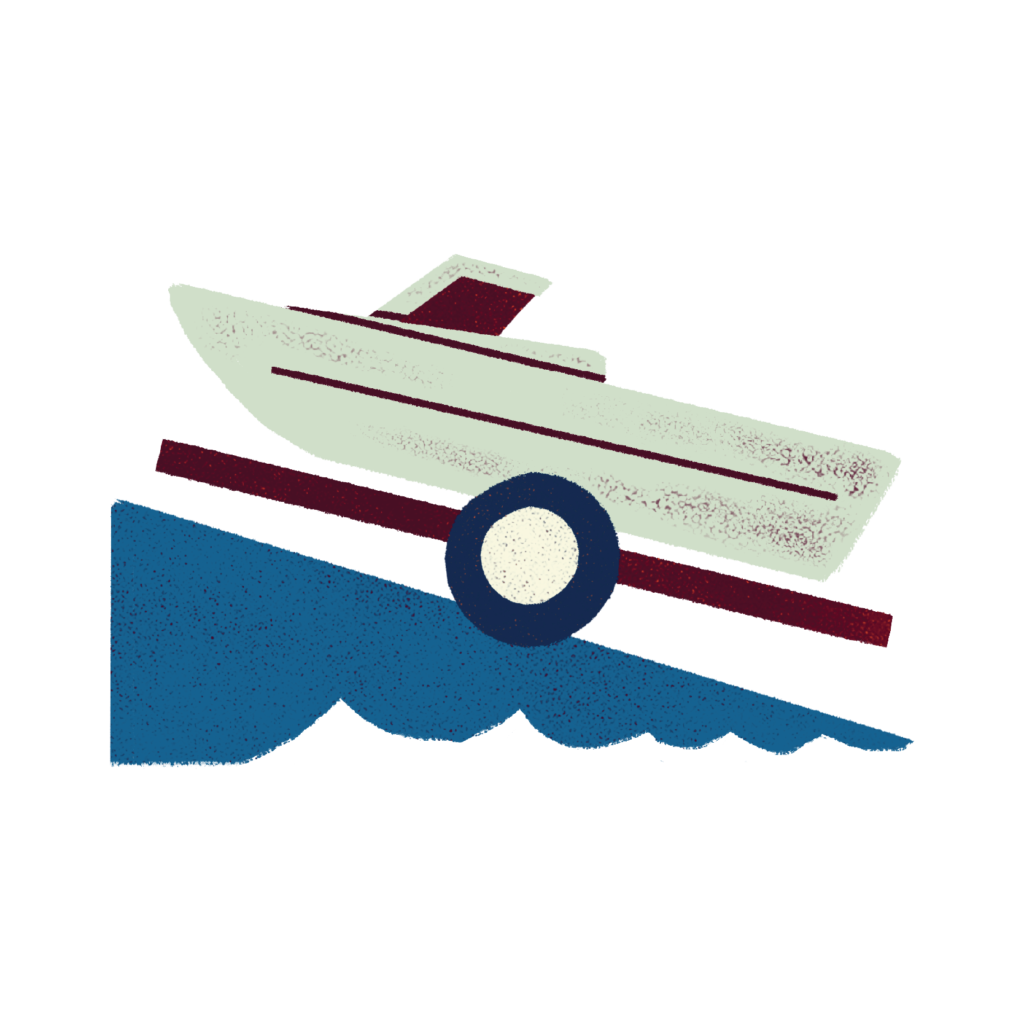 Illustration of a boat being launched into water
