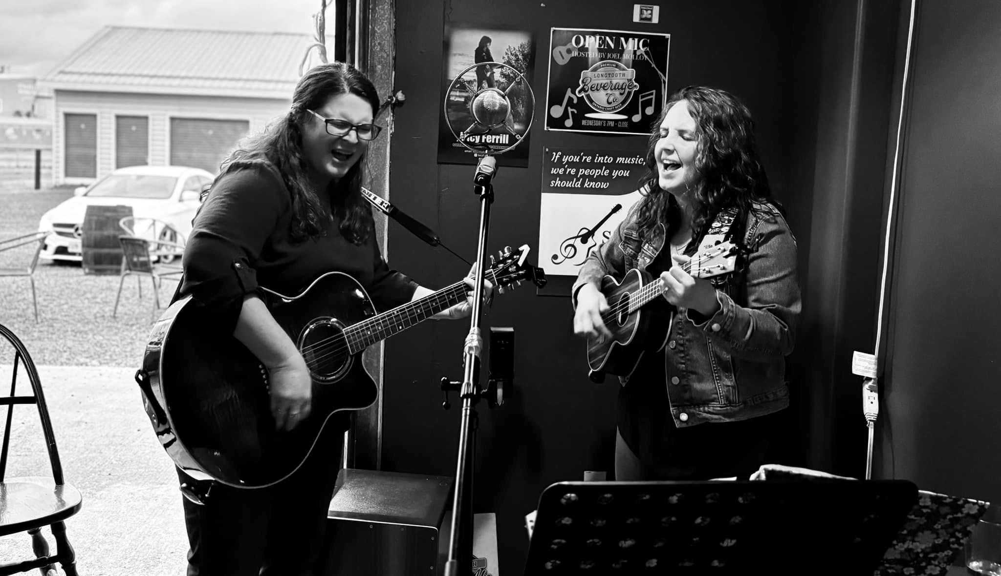 two women singing