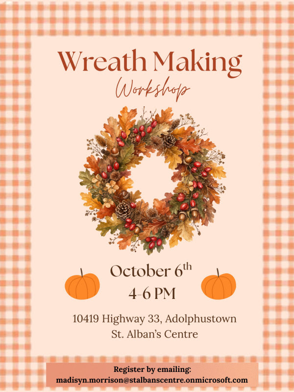 wreath with plaid background