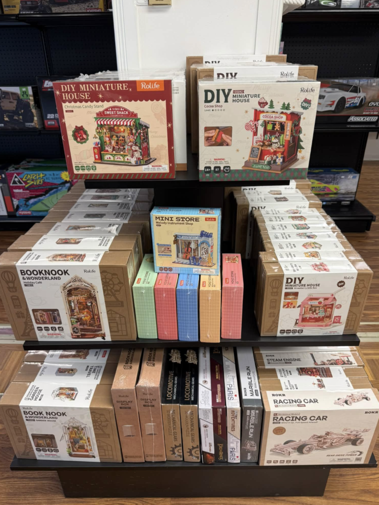 Image of a hobby store shelf with boxes