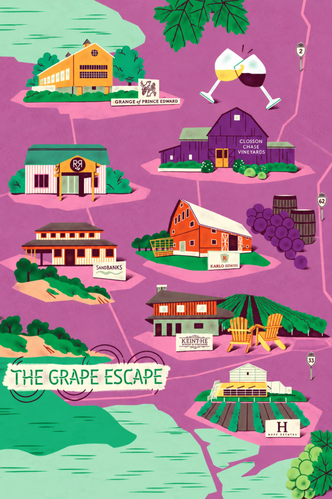 Illustration of a map of wineries
