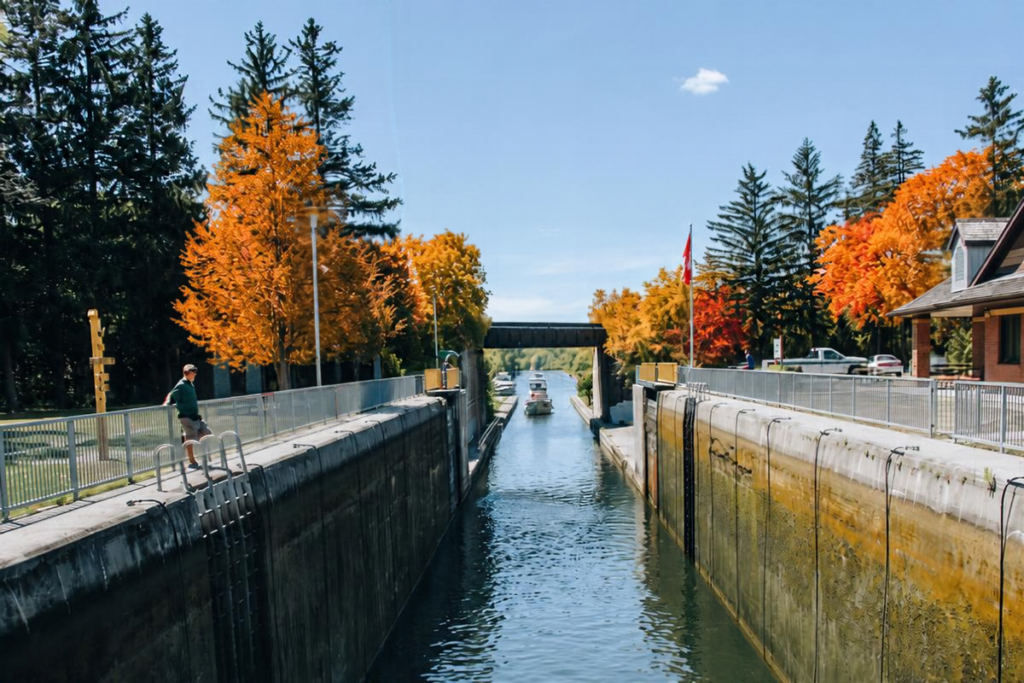 Image of a boat coming into a lock
